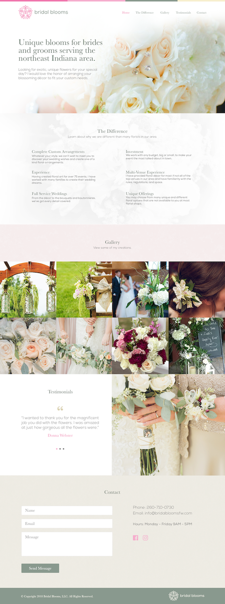 Bridal Blooms Web Design - Tony Headrick