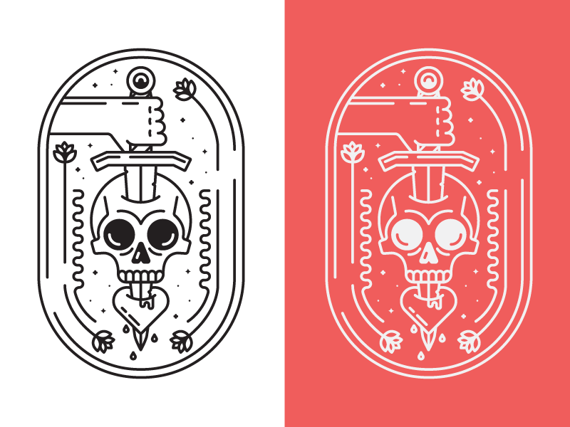 Skull Badge Illustration - Tony Headrick